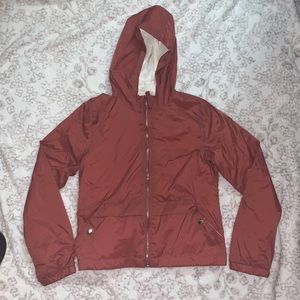 Girls M-L Burnt Orange Maroon Windbreaker Jacket